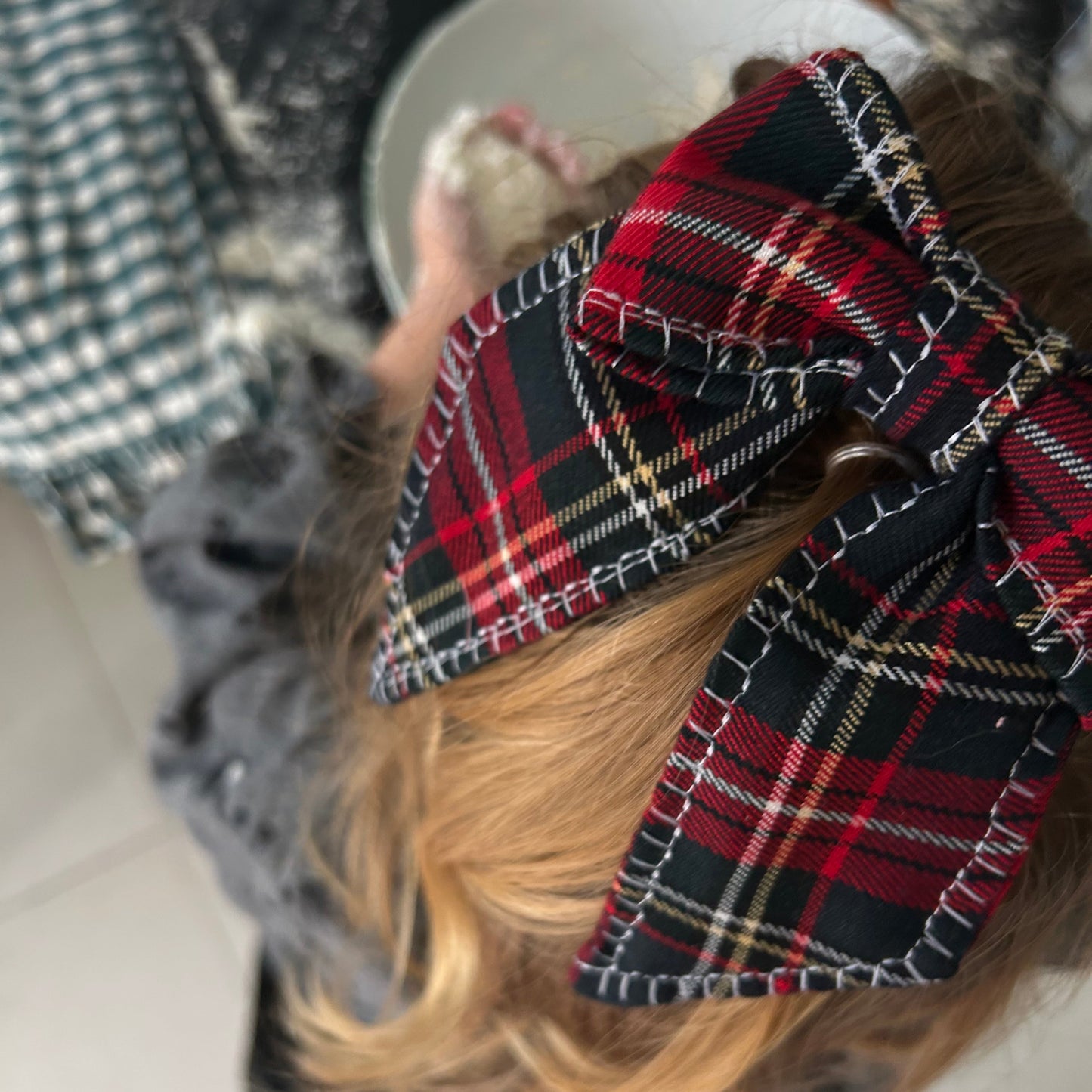 Maxi barette noeud - Tartan