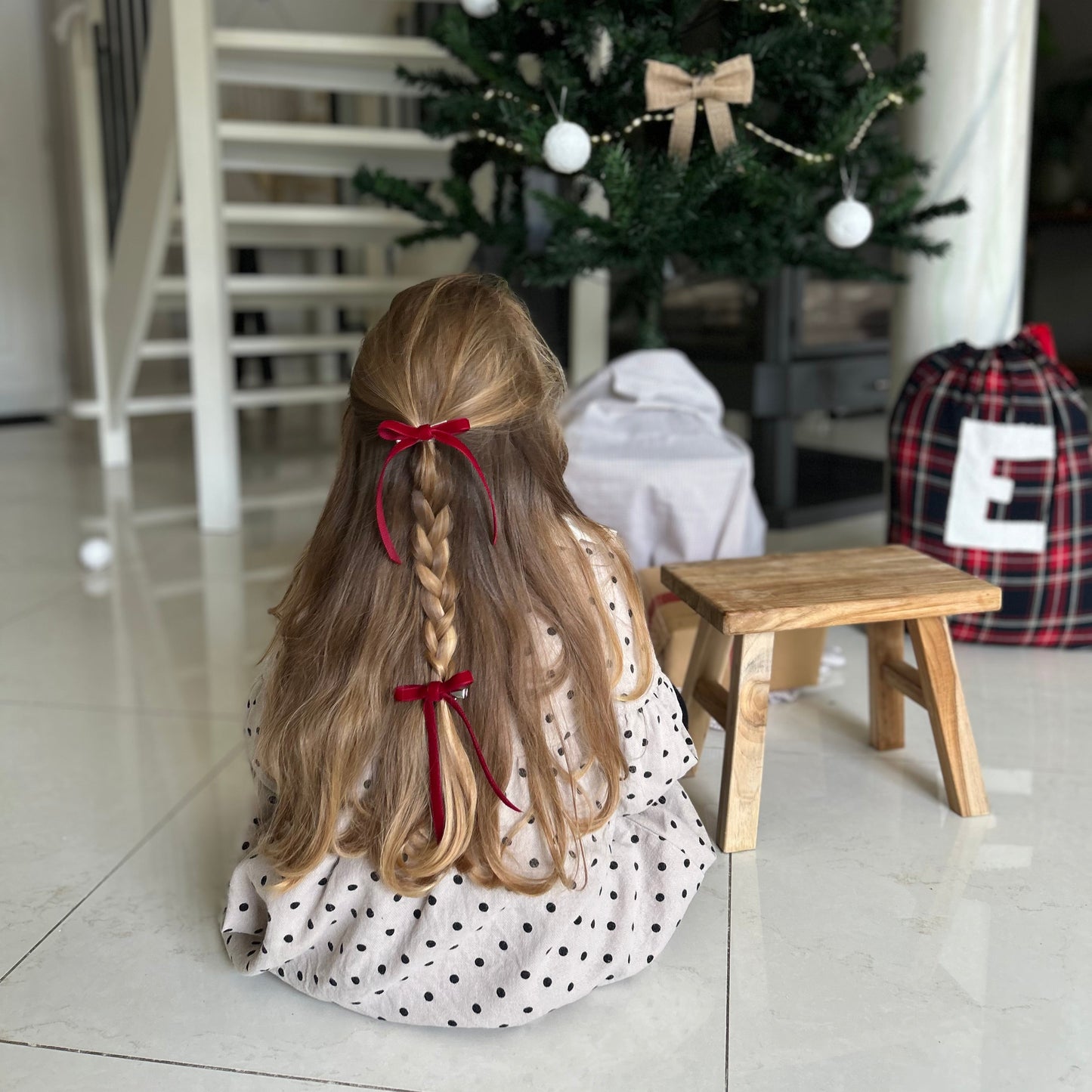 x2 barrettes ruban - rouge