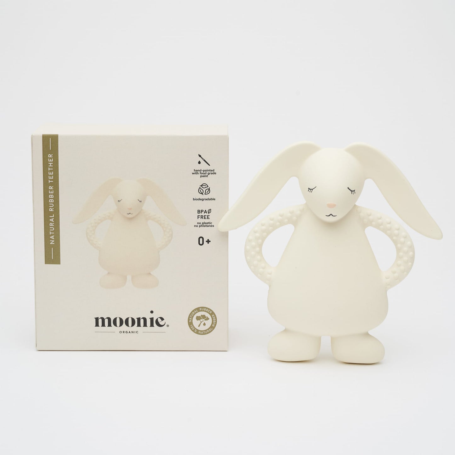 Moonie - Anneau de dentition lapin nature bio blanc