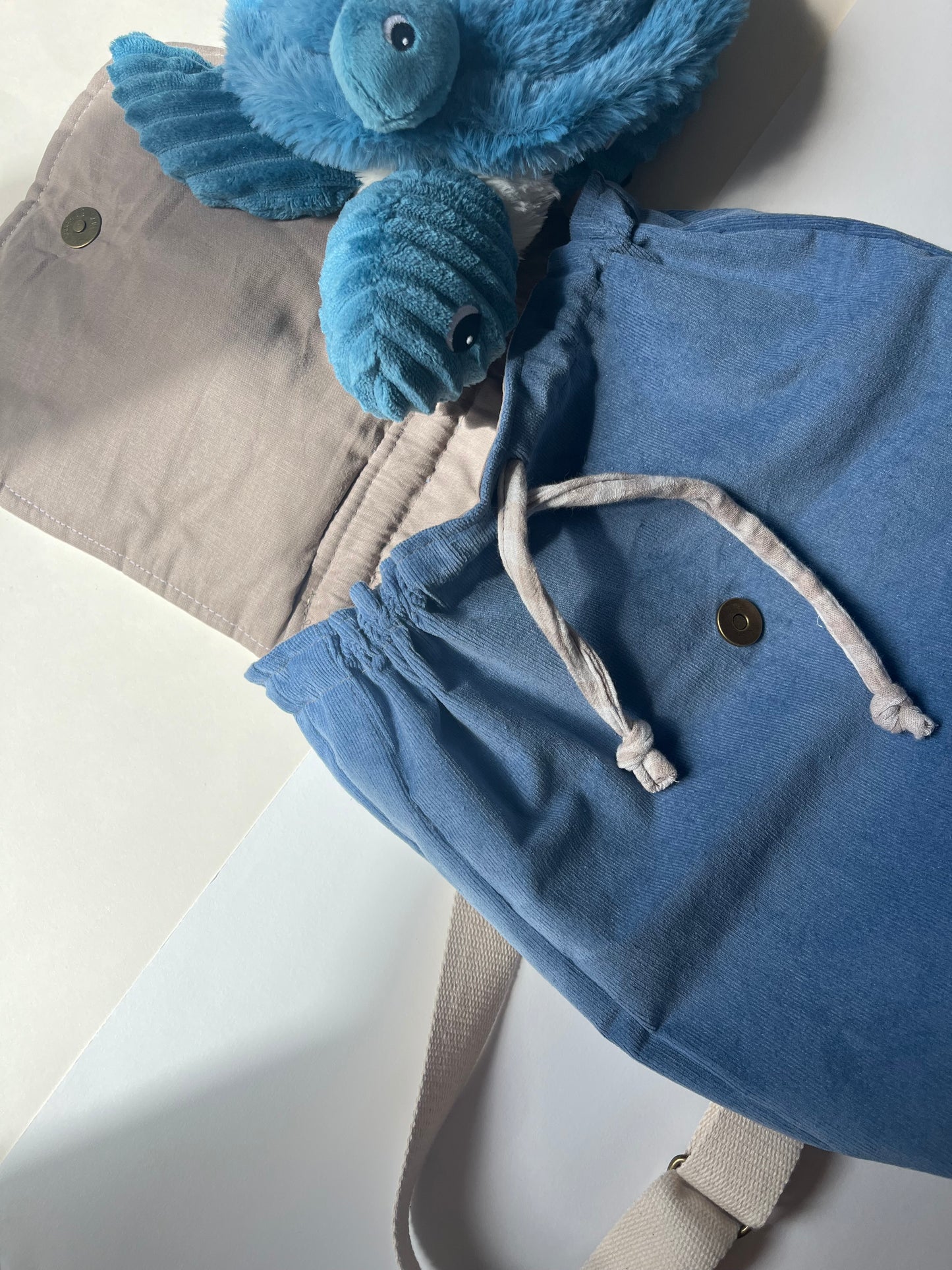 Sac à dos velour bleu enfant - personnalisable