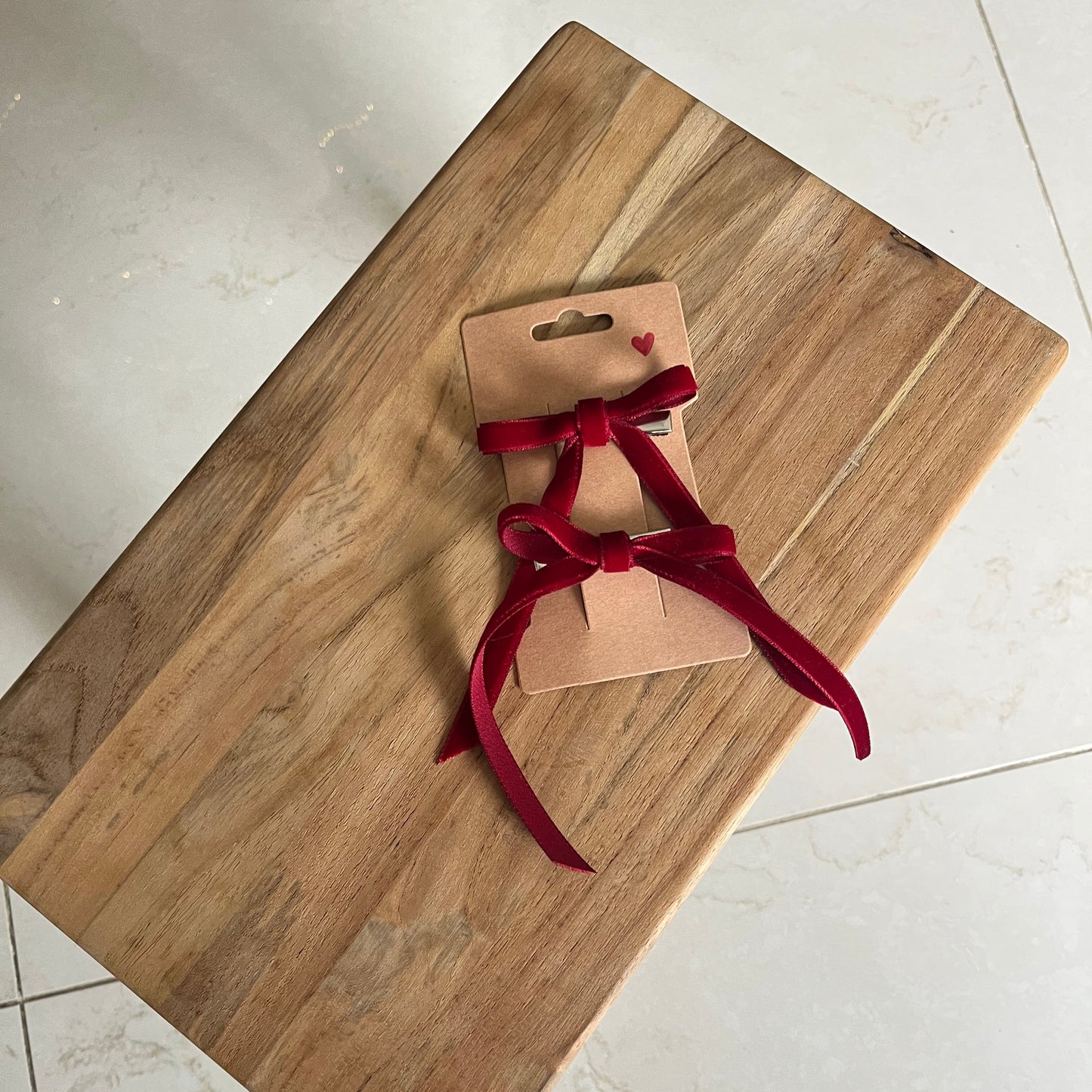 x2 barrettes ruban - rouge