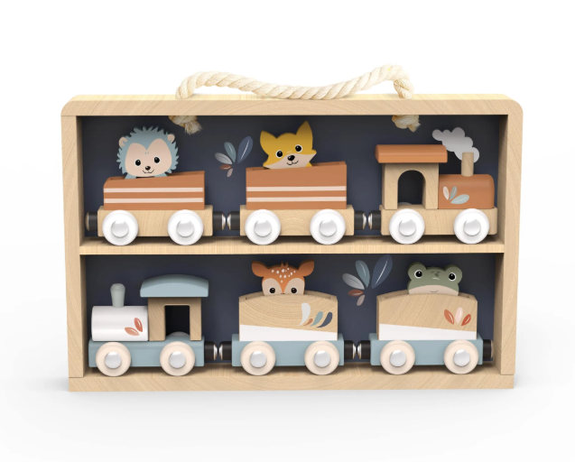Jeux petits trains en bois - +2 ans