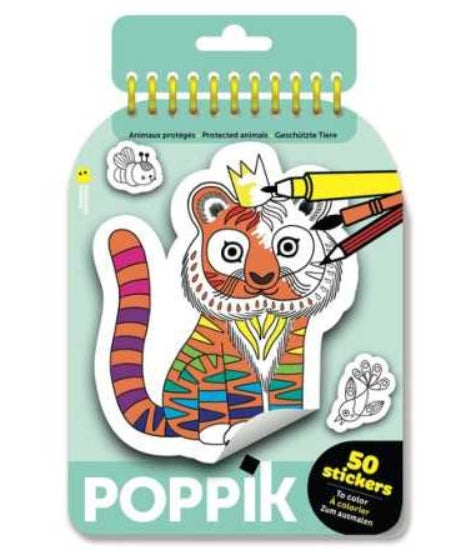 Carnet de sticker à colorier Animaux - Poppik