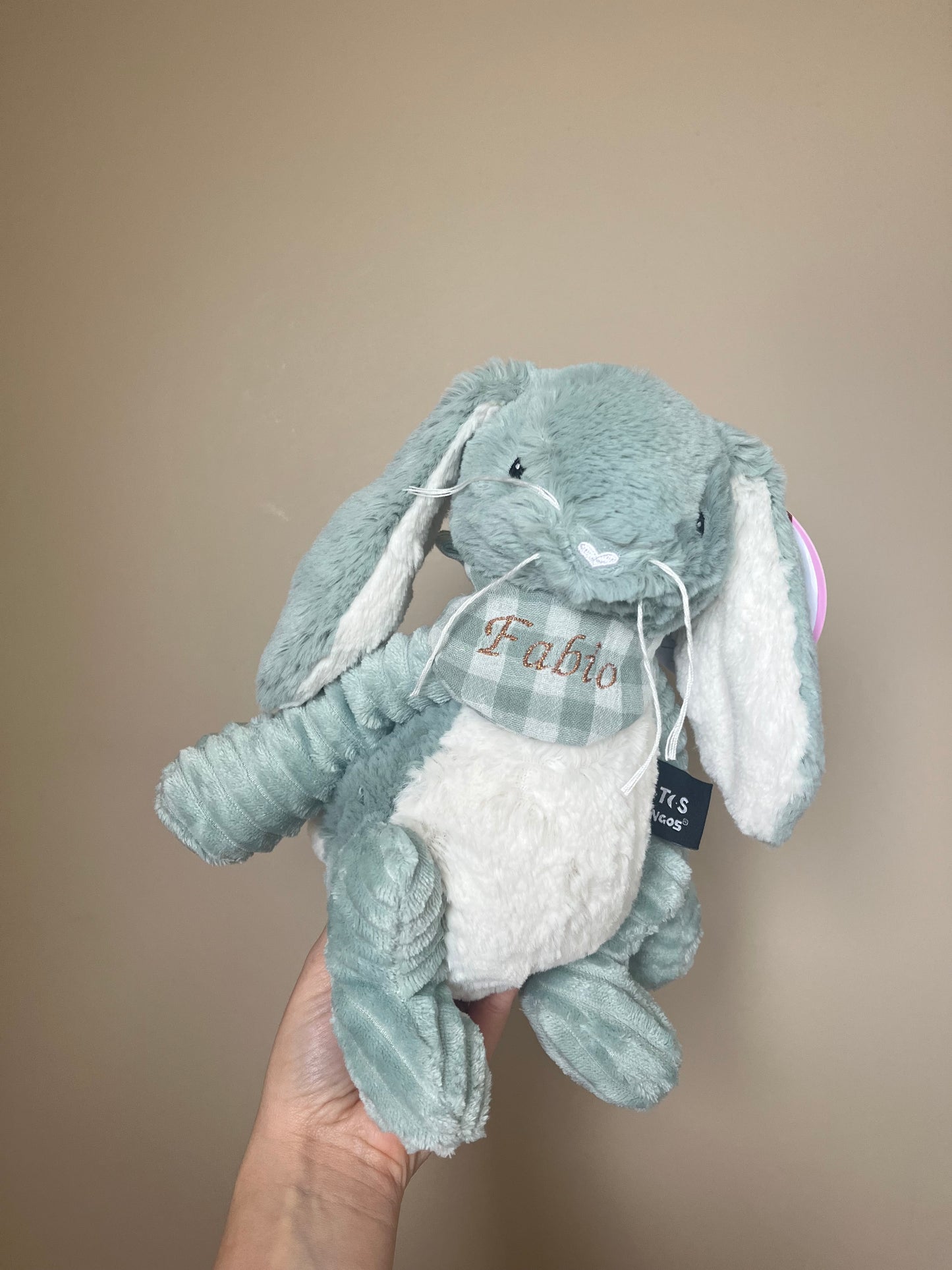 Peluche verte lapin doux