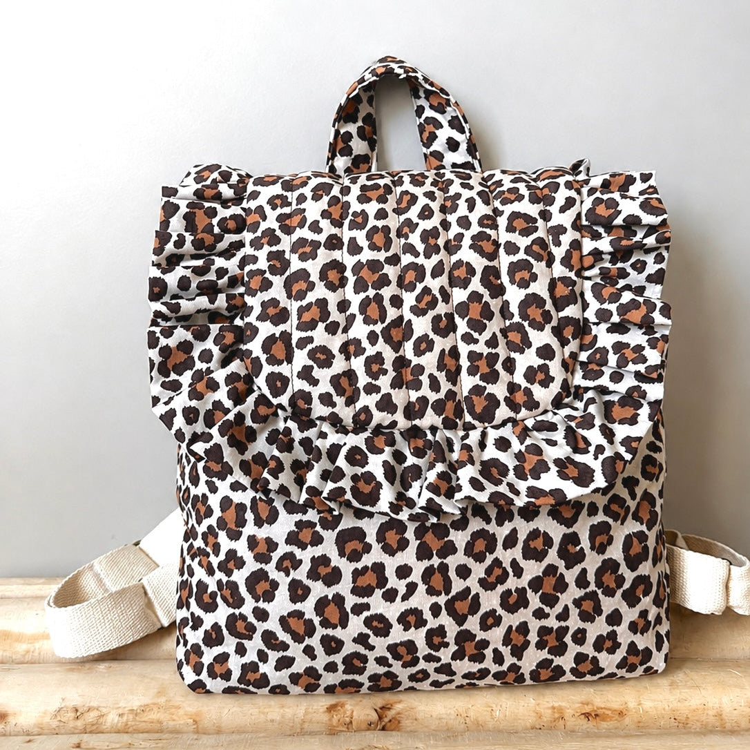 Sac à dos enfant léopard coton - personnalisable