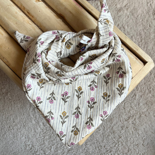 Foulard bandana en double gaze de coton - Fleuris