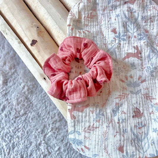Chouchou maman/fille - vieux rose coeur