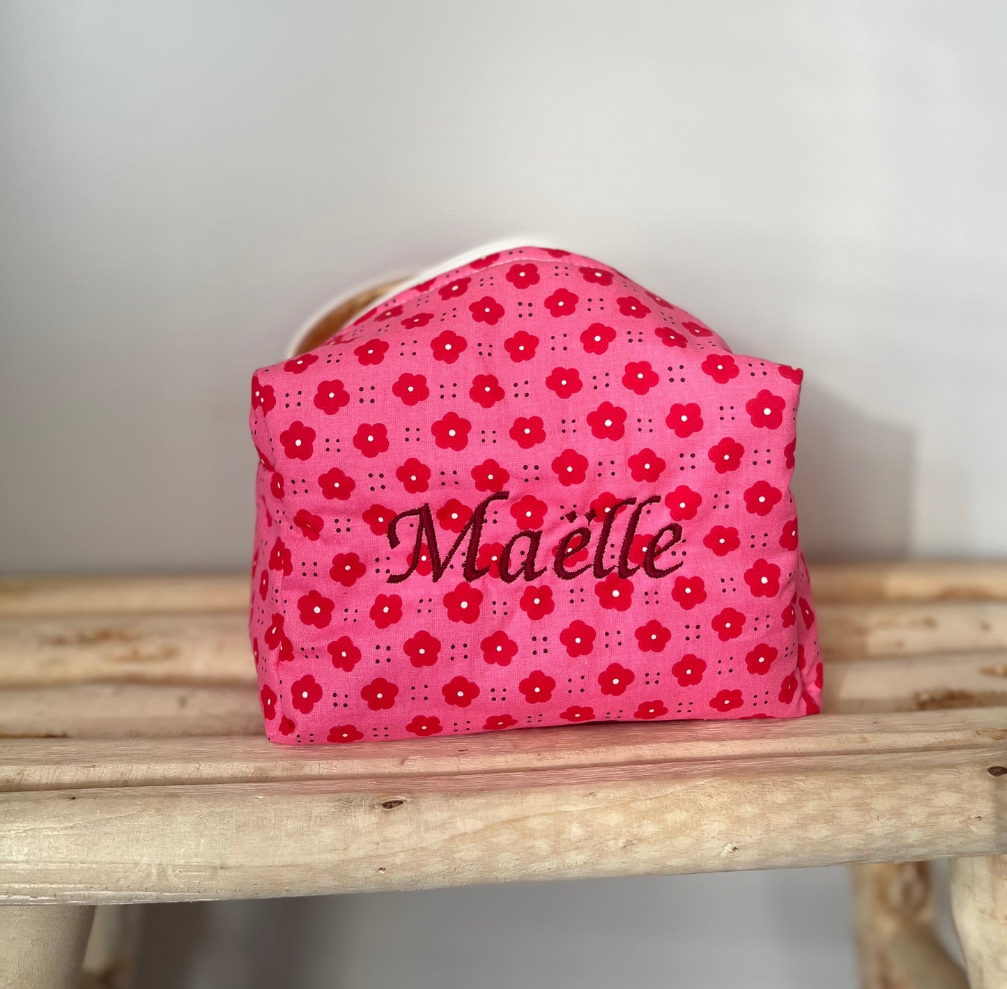 Trousses de toilette rose fushia et jaune ersonnalisable - Taille médium