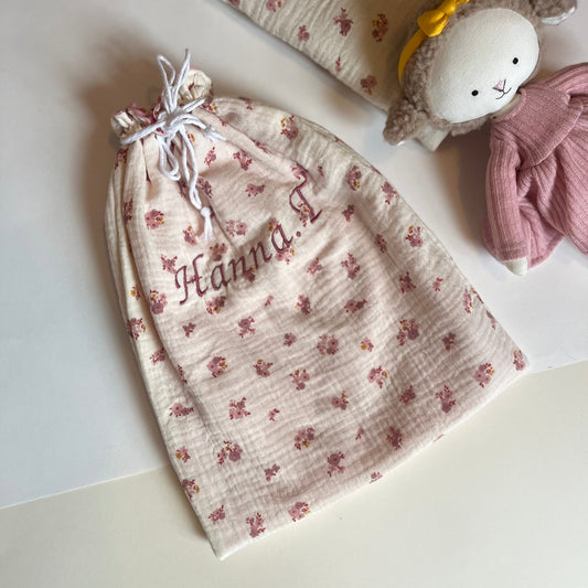 Pochon pour ranger le doudou de bébé personnalisable