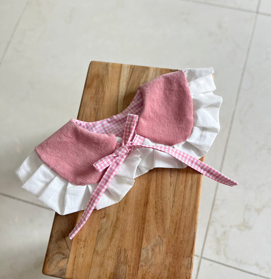 Col claudine amovible - Modèle velour rose