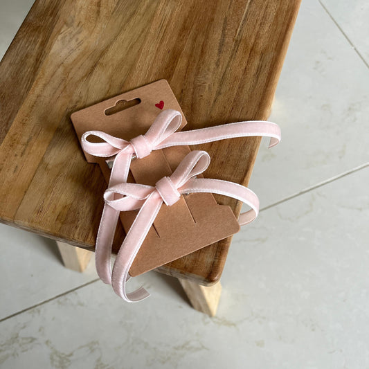 x2 barrettes ruban - rose