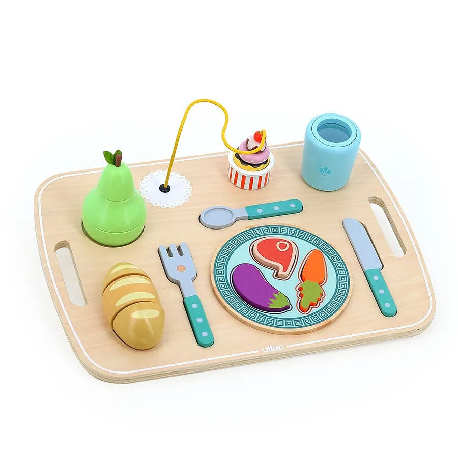 Jeu d’éveil en bois, Plateau repas multi-activités