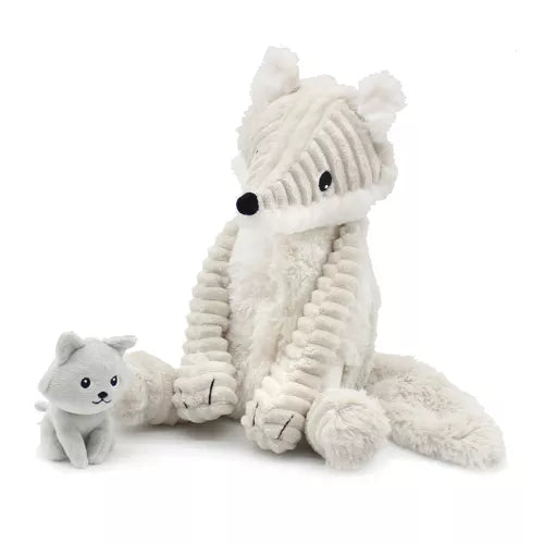 Peluche d'aide à la séparation Renard maman et bébé gris