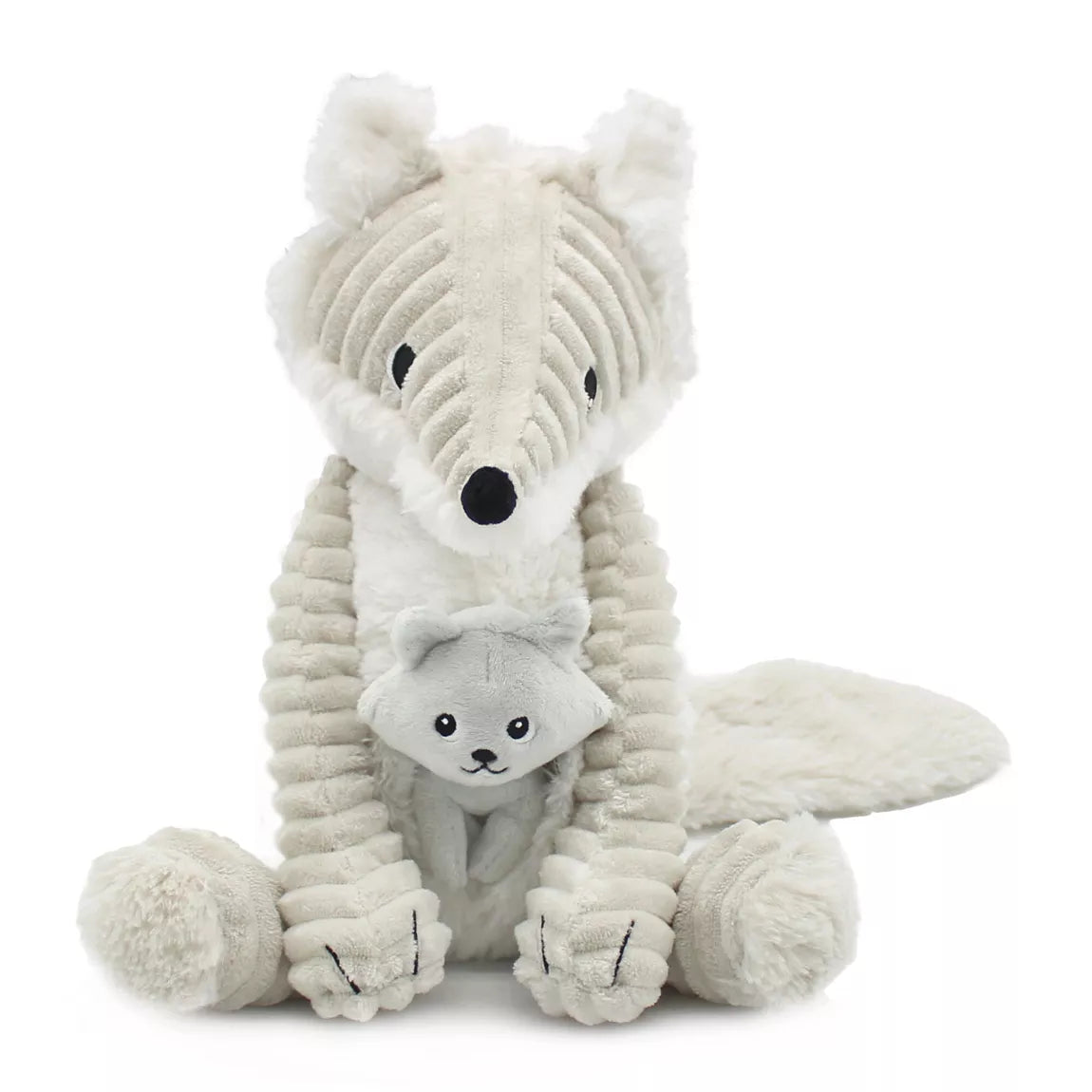 Peluche d'aide à la séparation Renard maman et bébé gris
