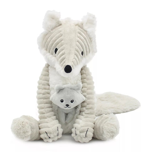 Peluche d'aide à la séparation Renard maman et bébé gris
