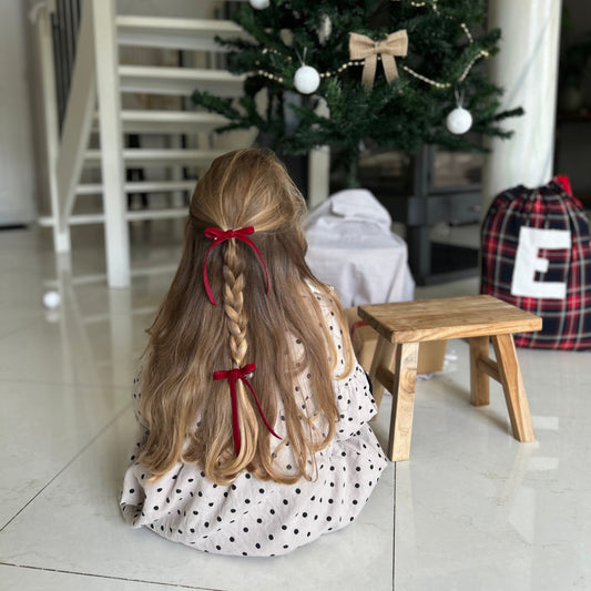 x2 barrettes ruban - rouge