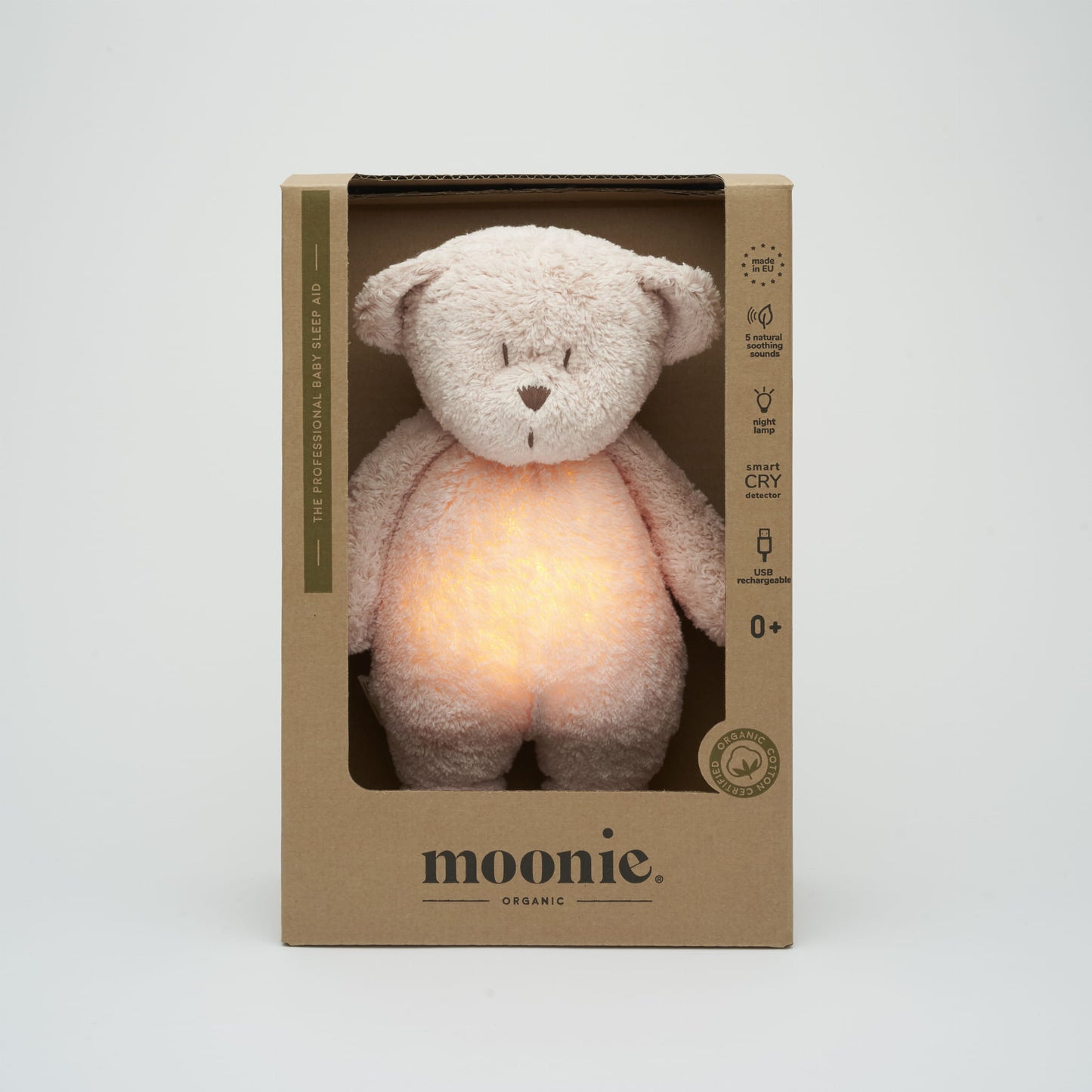 Moonie - ourson veilleuse nature bio rose blush