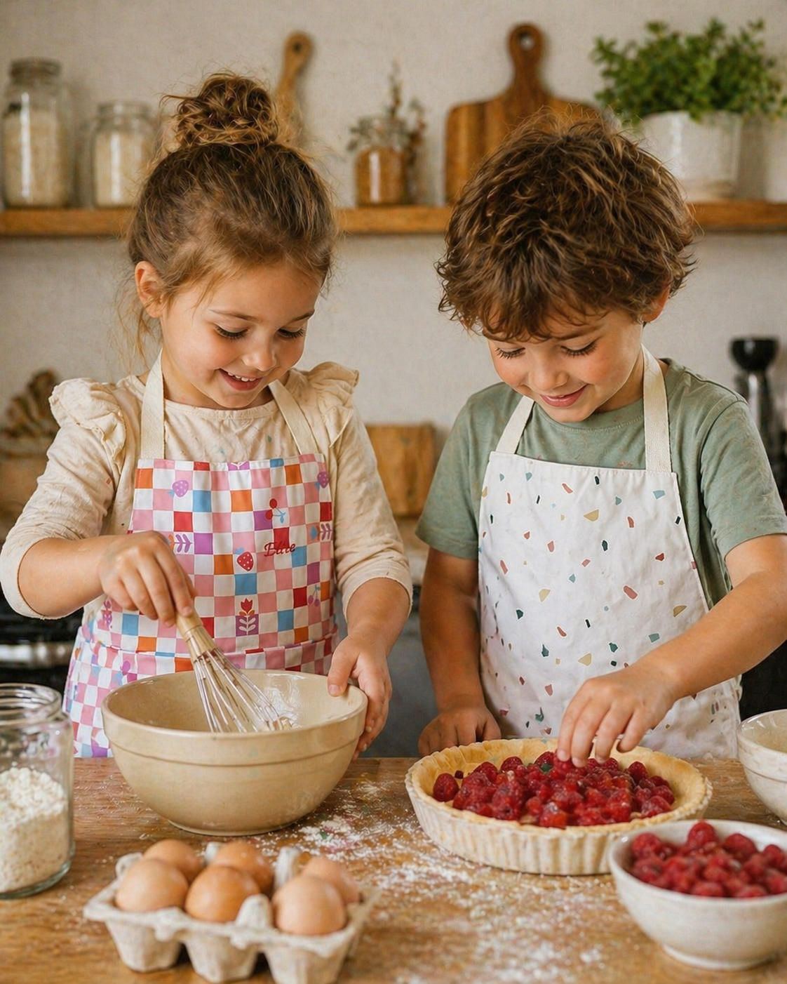 Tablier de cuisine imperméable  pour enfant carreaux - personnalisable