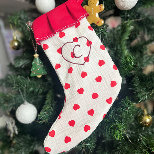 Chaussettes de Noël - Modèle coeur rouge - personnalisable