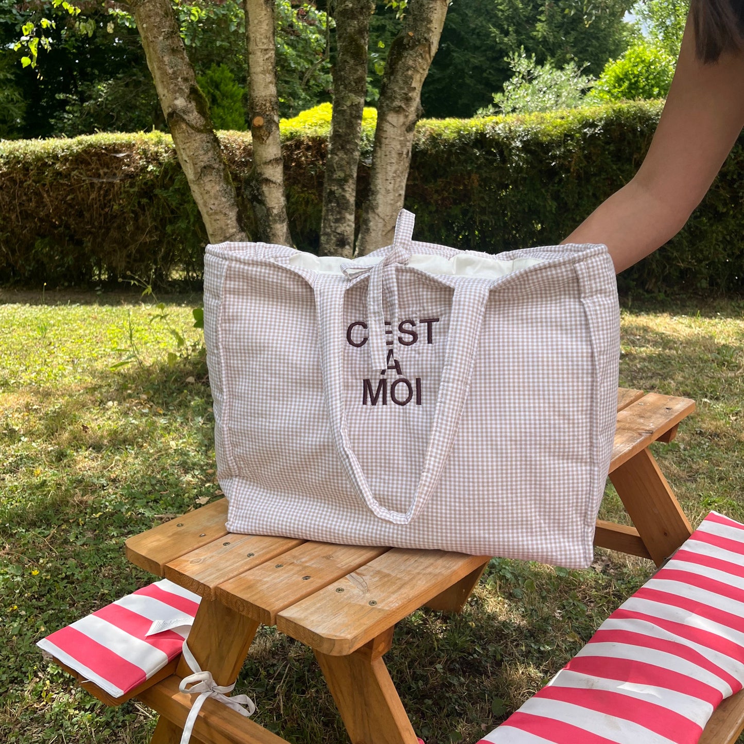 Mum bag - Mini vichy beige - Le sac des mamans personnalisable