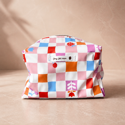 Trousses de toilette imperméable carreaux - personnalisable
