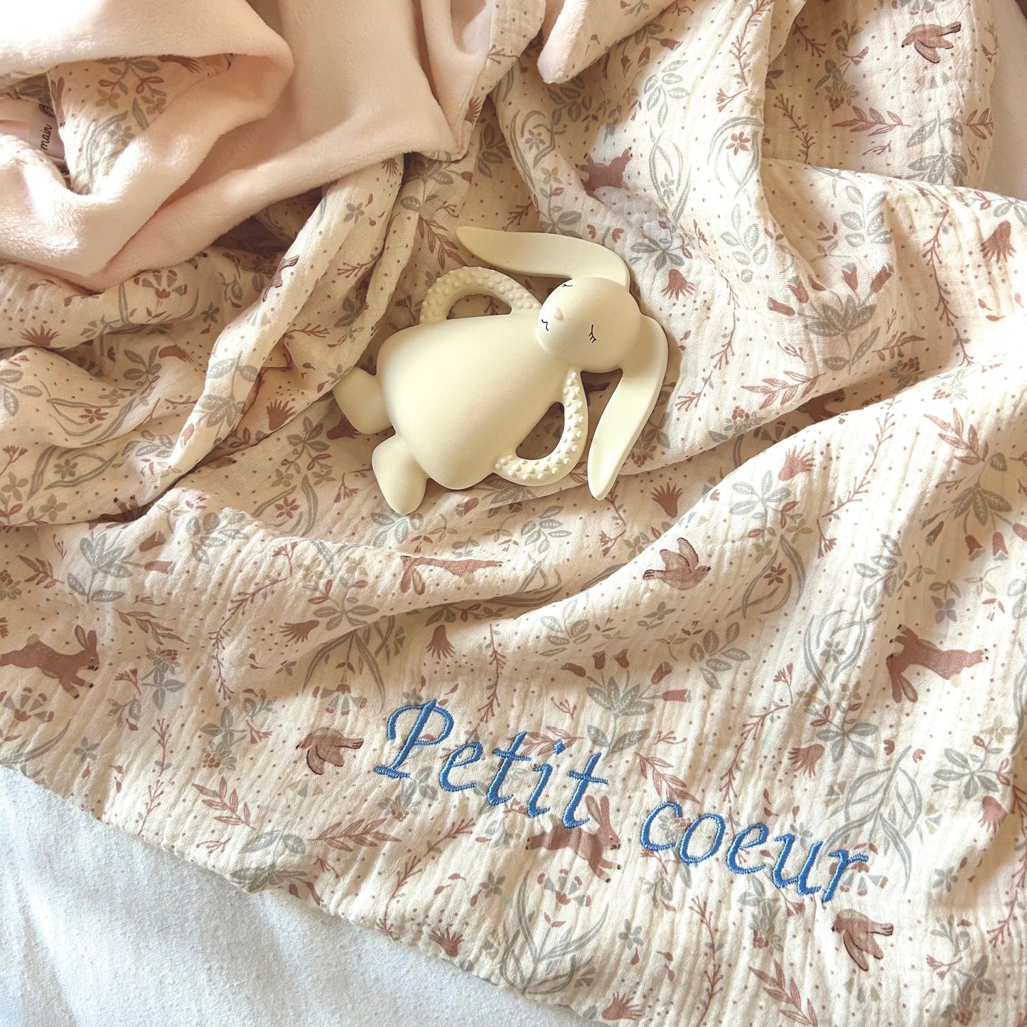 Couvertures douce bébé personnalisable - Lapin ☁️