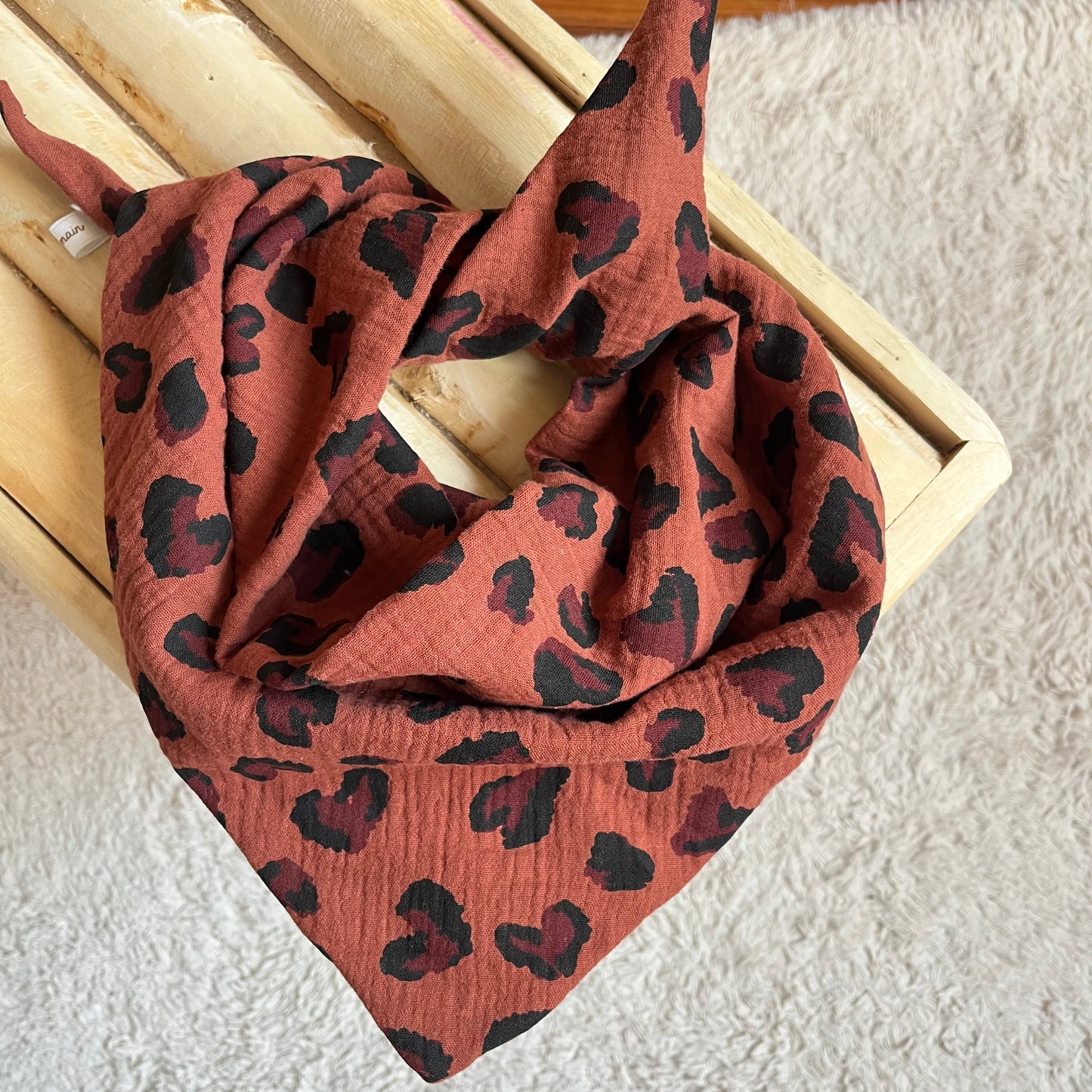 Foulard bandana en double gaze de coton - Léopard
