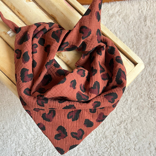 Foulard bandana en double gaze de coton - Léopard