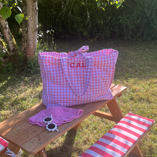 Mum bag - Vichy rose - Le sac des mamans personnalisable