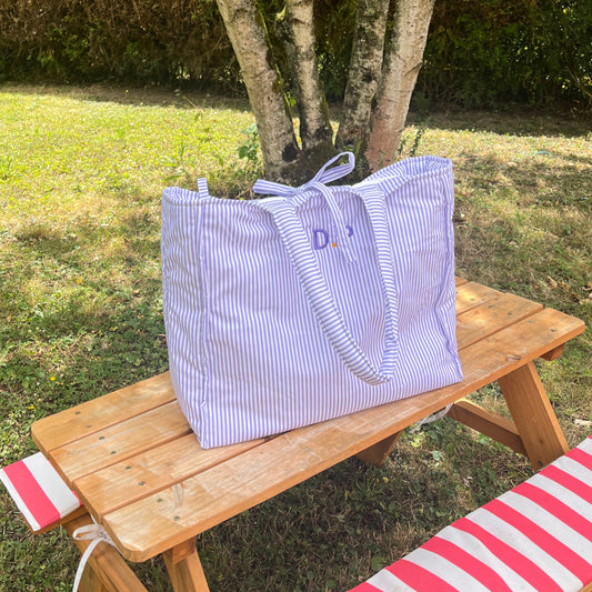 Mum bag - Rayé violet - Le sac des mamans personnalisable