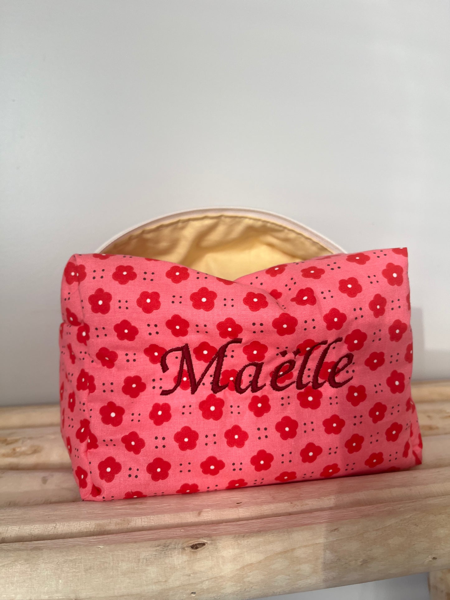 Trousses de toilette rose fushia et jaune ersonnalisable - Taille médium