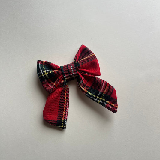 Barette noeud tartan rouge - EDITION LIMITEE