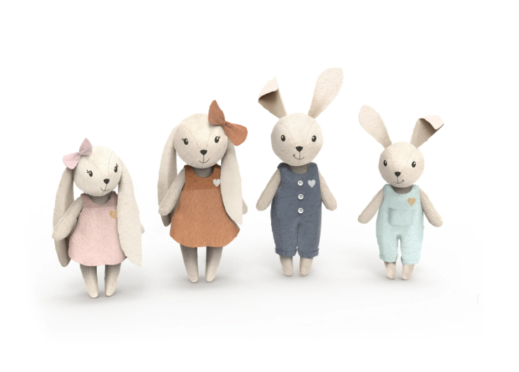 Famille lapin (4 personnages) 12x9cm - +1 an
