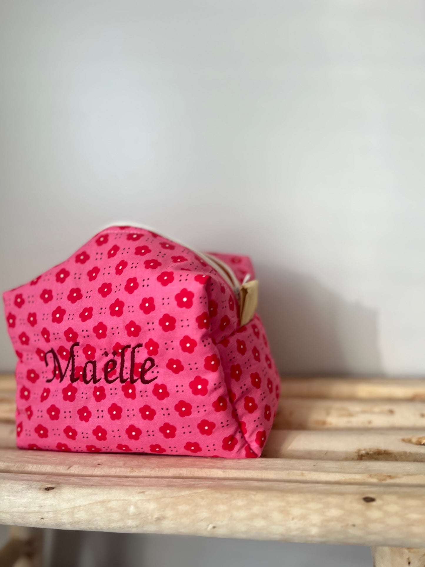 Trousses de toilette rose fushia et jaune ersonnalisable - Taille médium