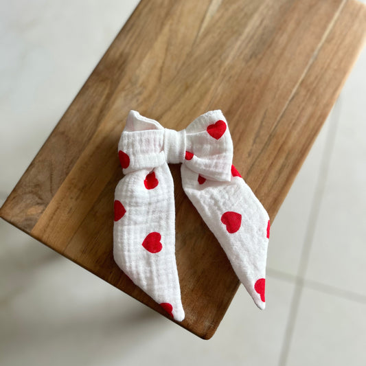Maxi barette noeud - Coeur rouge