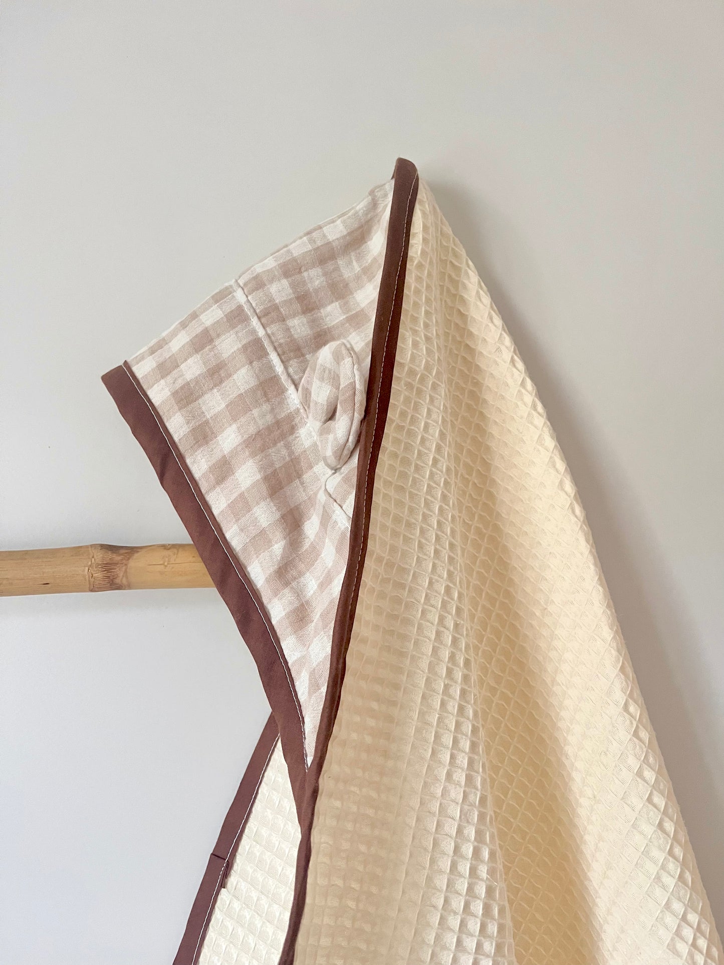 Cape de bain bébé personnalisable - Vichy beige