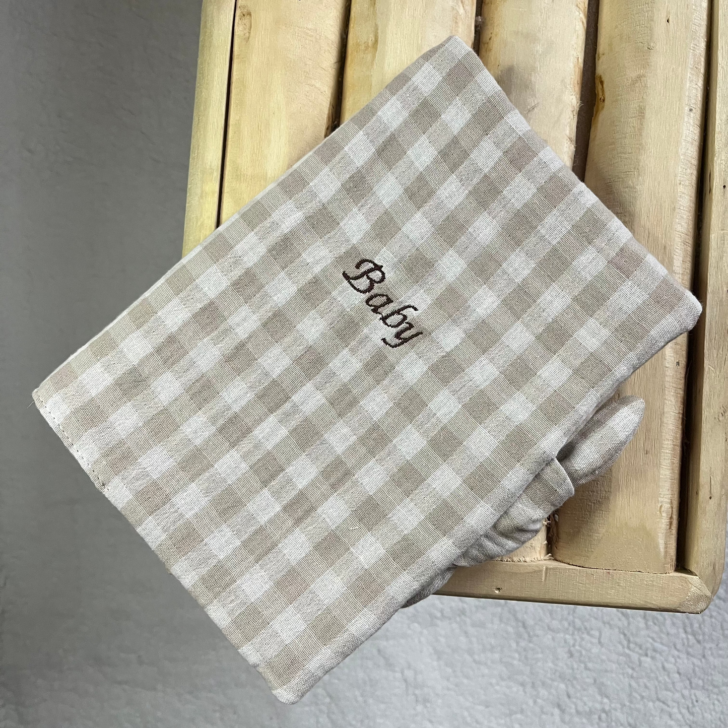 Protège carnet de santé personnalisable - Vichy beige
