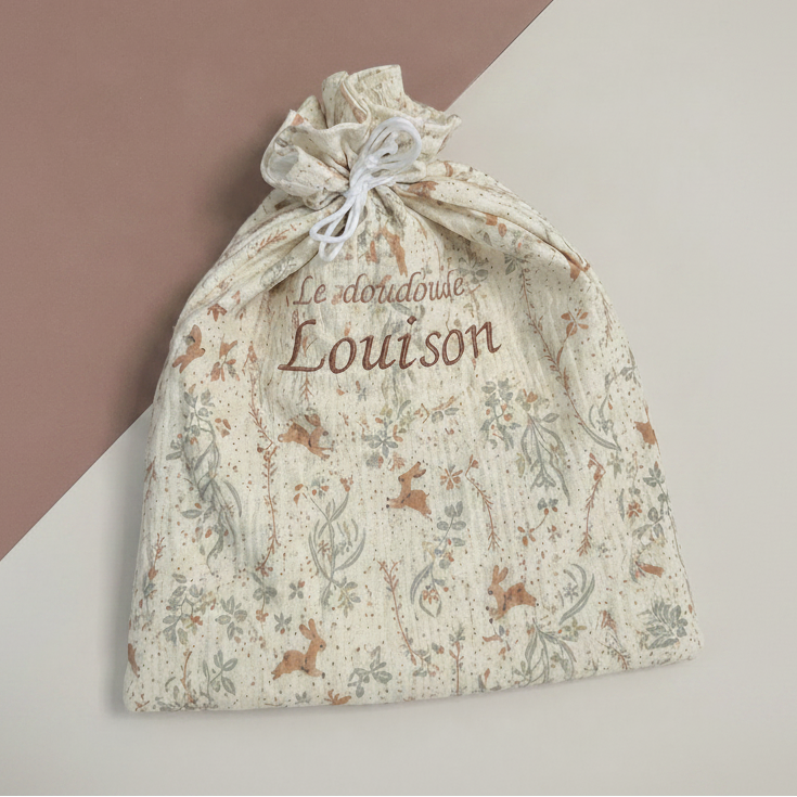 Pochon vêtements bébé lapin - personnalisable