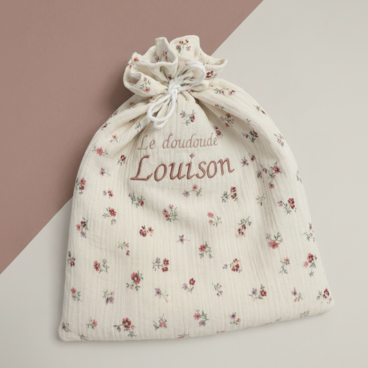Pochon vêtements bébé fleurs - personnalisable