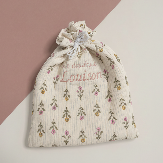 Pochon vêtements bébé fleurs - personnalisable