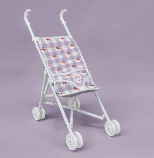 Poussette pour poupon cerise et vichy violet - Tiny Harlow